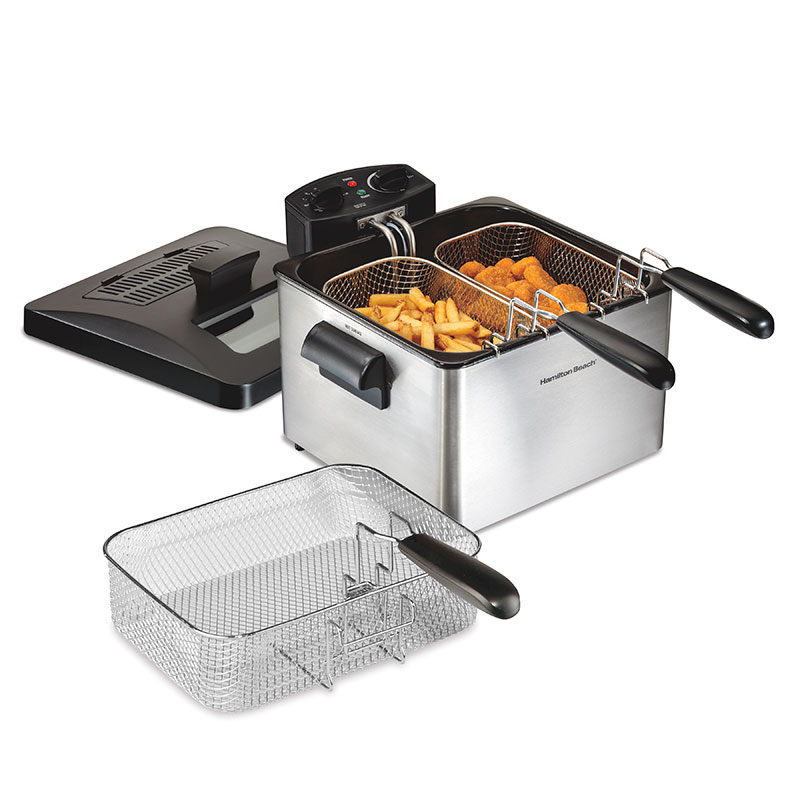 Hamilton Beach Professional-Style Electric Deep Fryer with three baskets