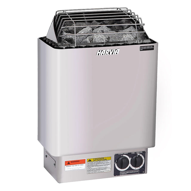 Harvia KIP80B 8kW Electric Sauna Heater with Built-In Controls (Stainless Steel, Sauna Stones Included)